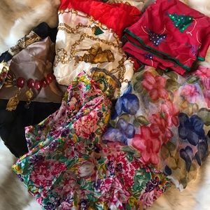 Pre-bundled 5 square silk scarves